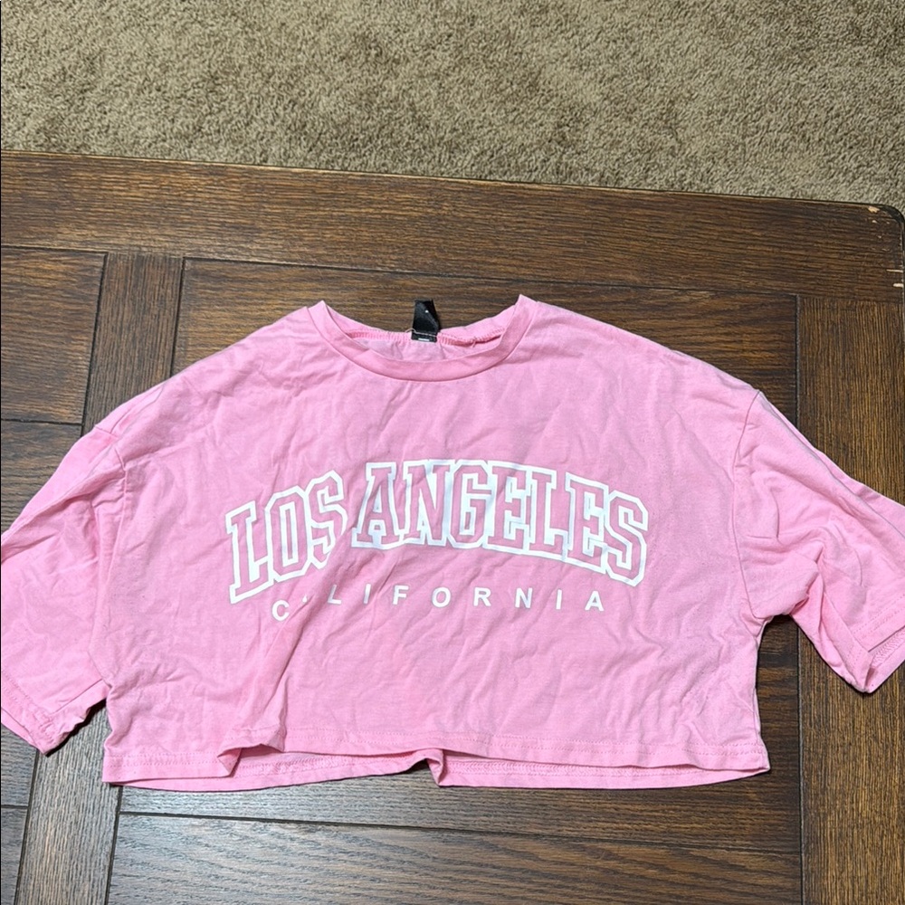 SHEIN Pink Graphic Crop Top